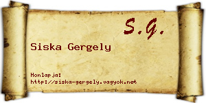 Siska Gergely névjegykártya